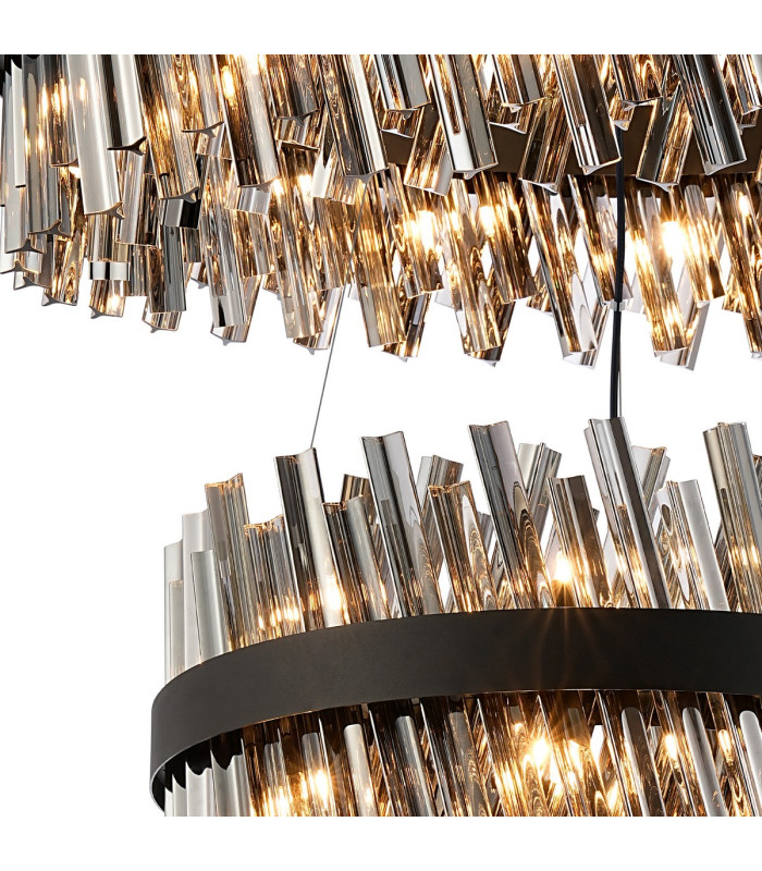 Lysander 2 Tier 60cm + 80cm Pendant 18 + 24 Light G9 Satin Black/Smoke Item Weight: 41kg-6