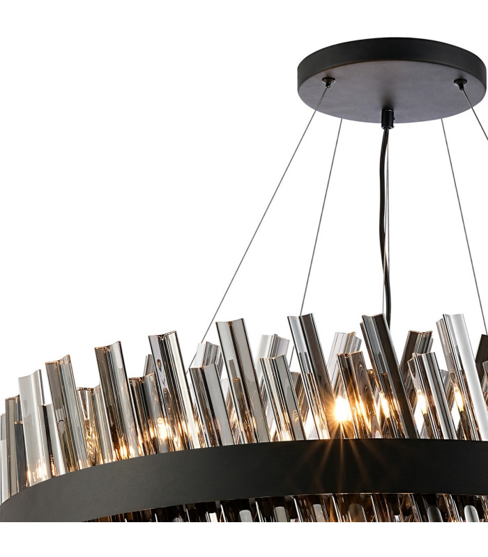 Lysander 2 Tier 60cm + 80cm Pendant 18 + 24 Light G9 Satin Black/Smoke Item Weight: 41kg-7