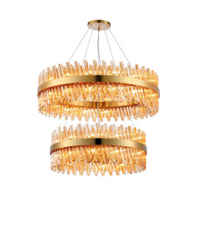 Lysander 2 Tier 80cm + 1m Pendant 24 + 32 Light G9 Brass/Amber Item Weight: 53kg-1