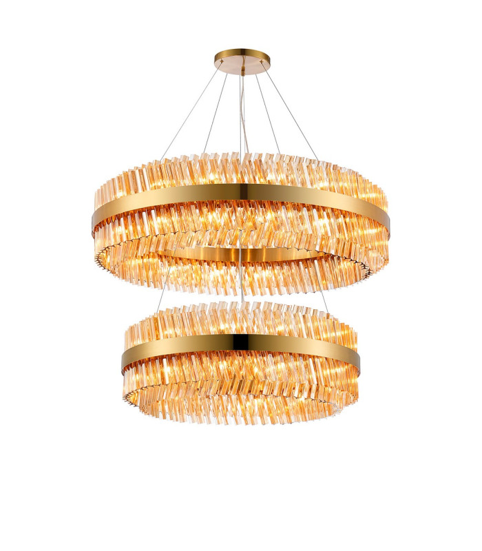 Lysander 2 Tier 80cm + 1m Pendant 24 + 32 Light G9 Brass/Amber Item Weight: 53kg-5