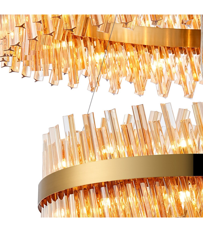 Lysander 2 Tier 80cm + 1m Pendant 24 + 32 Light G9 Brass/Amber Item Weight: 53kg-6