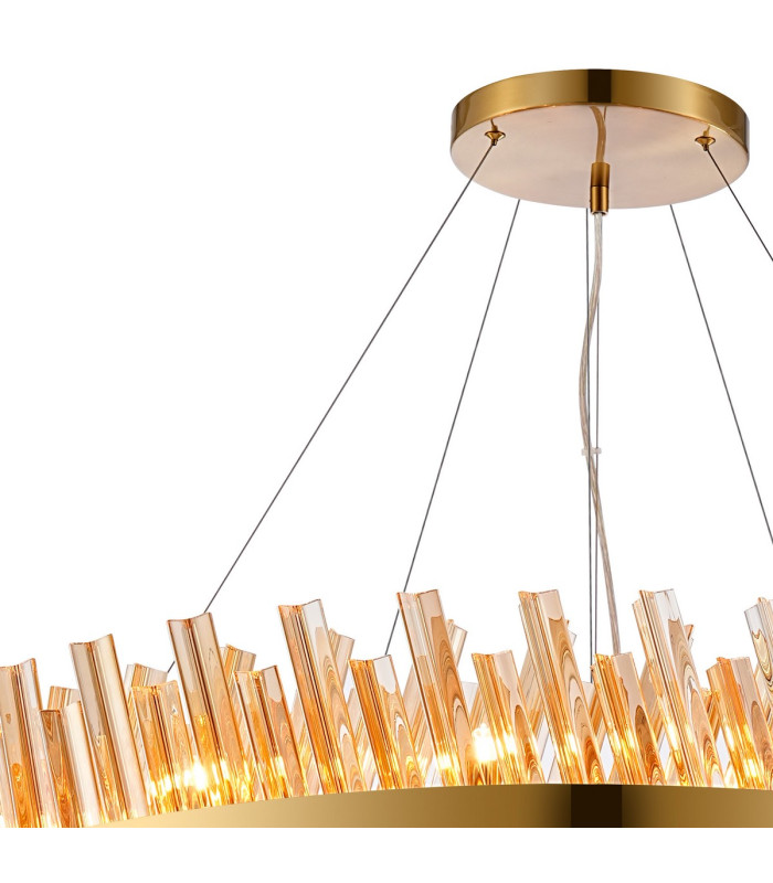 Lysander 2 Tier 80cm + 1m Pendant 24 + 32 Light G9 Brass/Amber Item Weight: 53kg-7