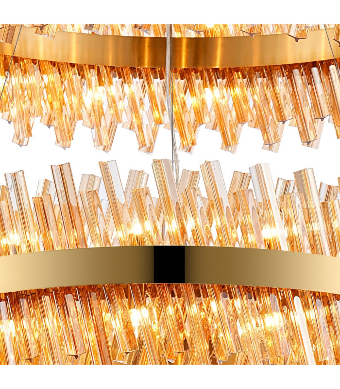 Lysander 2 Tier 80cm + 1m Pendant 24 + 32 Light G9 Brass/Amber Item Weight: 53kg-8