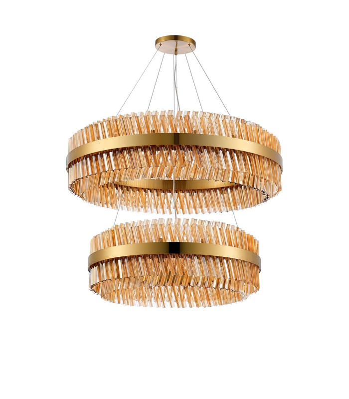 Lysander 2 Tier 80cm + 1m Pendant 24 + 32 Light G9 Brass/Amber Item Weight: 53kg-9