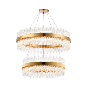Lysander 2 Tier 80cm + 1m Pendant 24 + 32 Light G9 Brass/Clear Item Weight: 53kg-1