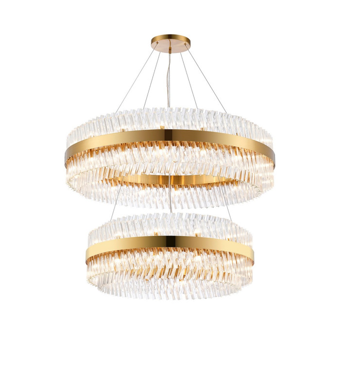 Lysander 2 Tier 80cm + 1m Pendant 24 + 32 Light G9 Brass/Clear Item Weight: 53kg-5