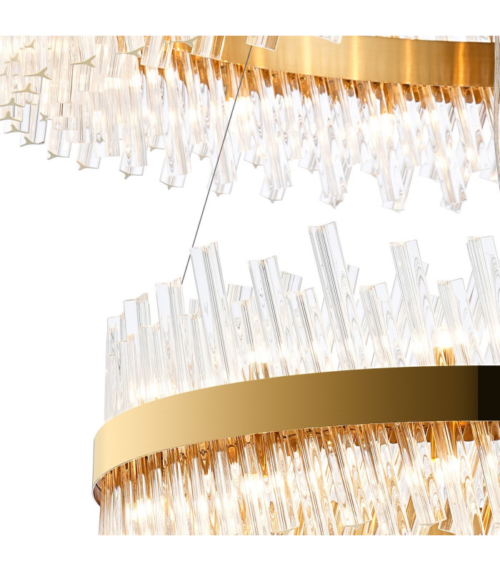 Lysander 2 Tier 80cm + 1m Pendant 24 + 32 Light G9 Brass/Clear Item Weight: 53kg-6