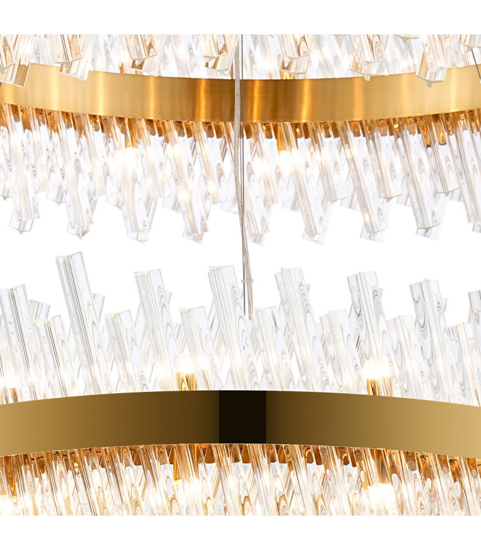 Lysander 2 Tier 80cm + 1m Pendant 24 + 32 Light G9 Brass/Clear Item Weight: 53kg-8