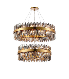 Lysander 2 Tier 80cm + 1m Pendant 24 + 32 Light G9 Brass/Smoke Item Weight: 53kg-1