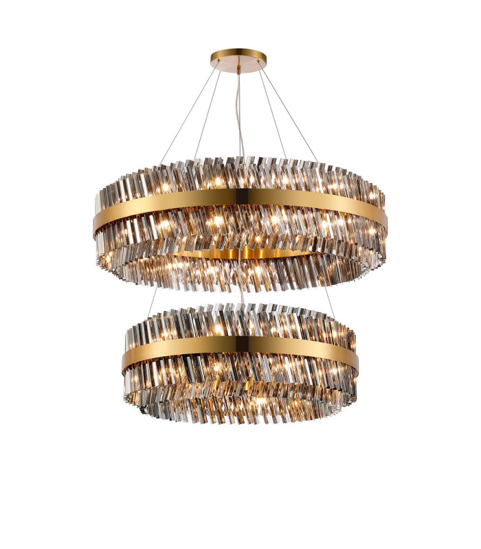 Lysander 2 Tier 80cm + 1m Pendant 24 + 32 Light G9 Brass/Smoke Item Weight: 53kg-5