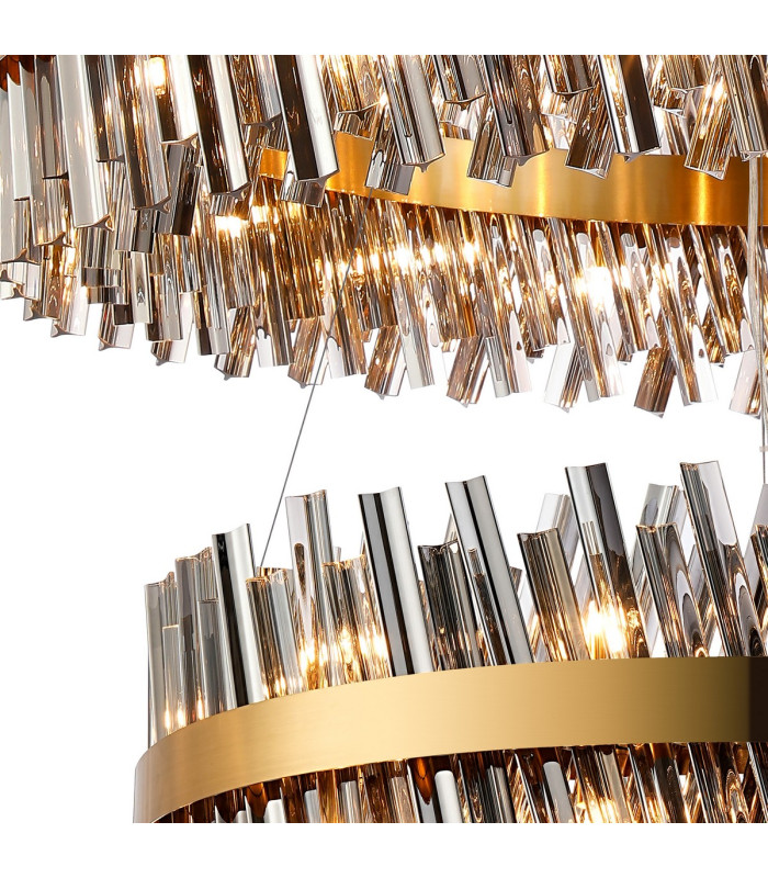 Lysander 2 Tier 80cm + 1m Pendant 24 + 32 Light G9 Brass/Smoke Item Weight: 53kg-6