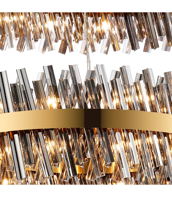 Lysander 2 Tier 80cm + 1m Pendant 24 + 32 Light G9 Brass/Smoke Item Weight: 53kg-8