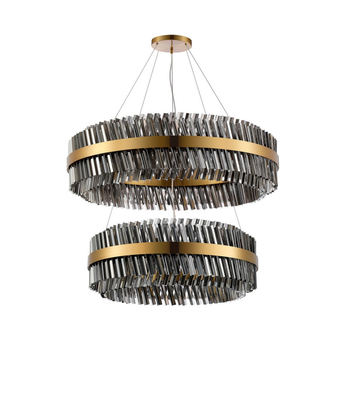 Lysander 2 Tier 80cm + 1m Pendant 24 + 32 Light G9 Brass/Smoke Item Weight: 53kg-9