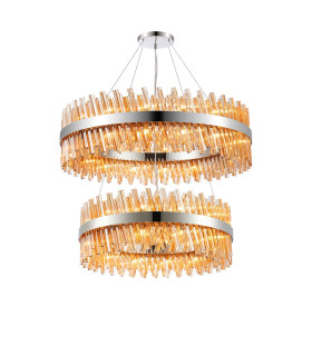 Lysander 2 Tier 80cm + 1m Pendant 24 + 32 Light G9 Polished Nickel/Amber Item Weight: 53kg-1