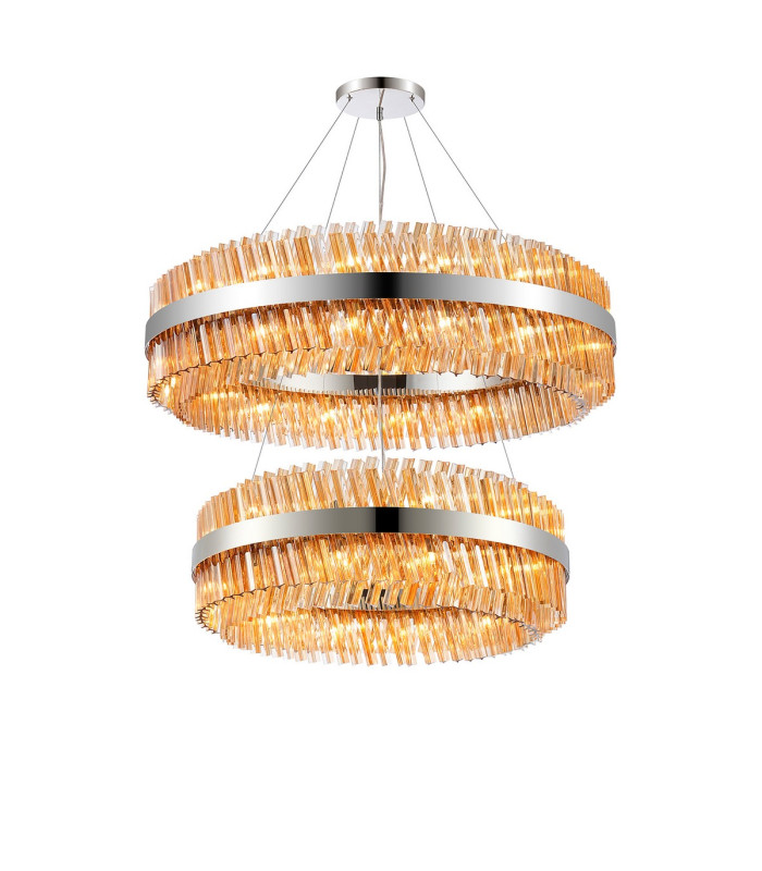 Lysander 2 Tier 80cm + 1m Pendant 24 + 32 Light G9 Polished Nickel/Amber Item Weight: 53kg-5