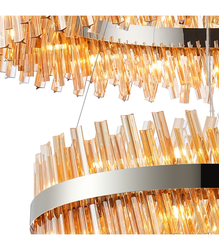 Lysander 2 Tier 80cm + 1m Pendant 24 + 32 Light G9 Polished Nickel/Amber Item Weight: 53kg-6