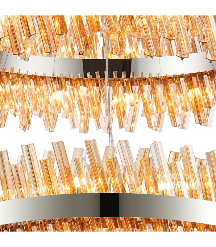 Lysander 2 Tier 80cm + 1m Pendant 24 + 32 Light G9 Polished Nickel/Amber Item Weight: 53kg-8