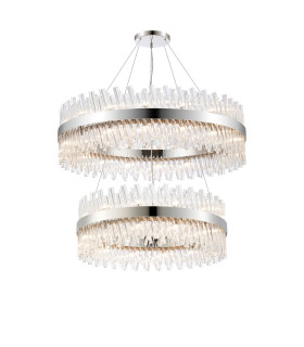 Lysander 2 Tier 80cm + 1m Pendant 24 + 32 Light G9 Polished Nickel/Clear Item Weight: 53kg-1