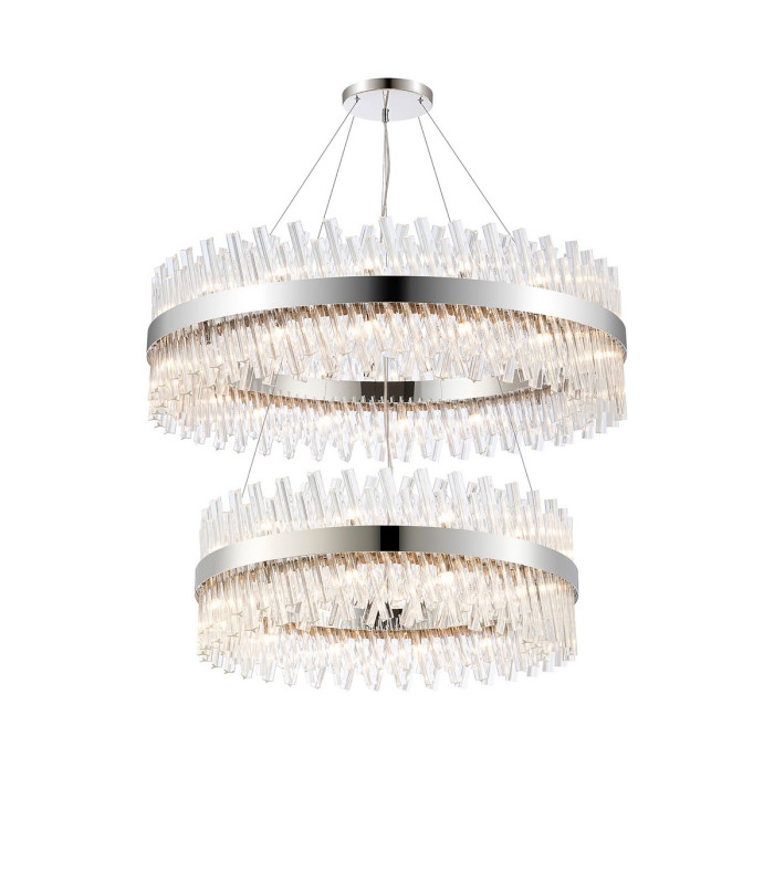 Lysander 2 Tier 80cm + 1m Pendant 24 + 32 Light G9 Polished Nickel/Clear Item Weight: 53kg-1