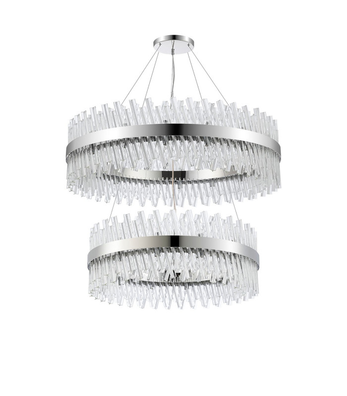 Lysander 2 Tier 80cm + 1m Pendant 24 + 32 Light G9 Polished Nickel/Clear Item Weight: 53kg-4