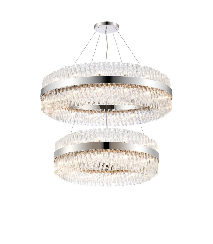 Lysander 2 Tier 80cm + 1m Pendant 24 + 32 Light G9 Polished Nickel/Clear Item Weight: 53kg-5