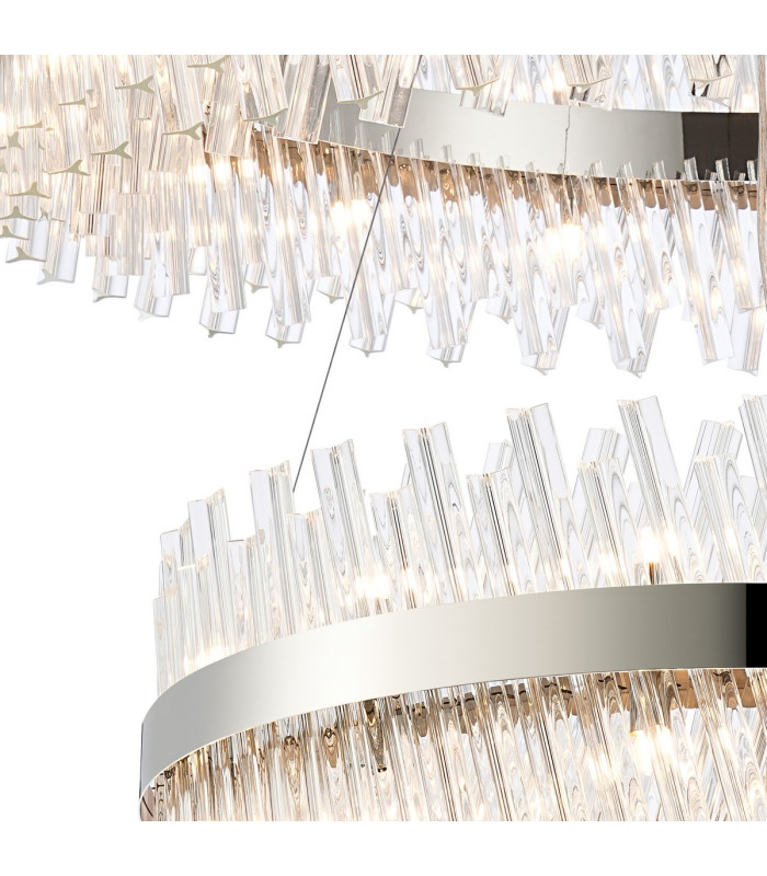 Lysander 2 Tier 80cm + 1m Pendant 24 + 32 Light G9 Polished Nickel/Clear Item Weight: 53kg-6
