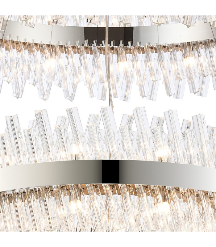 Lysander 2 Tier 80cm + 1m Pendant 24 + 32 Light G9 Polished Nickel/Clear Item Weight: 53kg-8