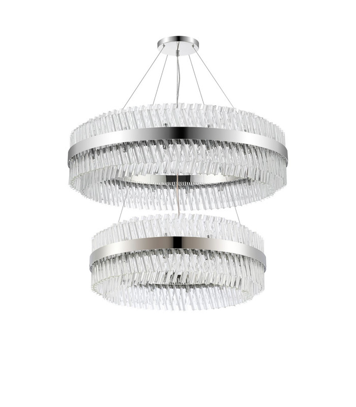 Lysander 2 Tier 80cm + 1m Pendant 24 + 32 Light G9 Polished Nickel/Clear Item Weight: 53kg-9