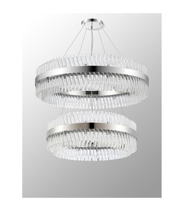 Lysander 2 Tier 80cm + 1m Pendant 24 + 32 Light G9 Polished Nickel/Clear Item Weight: 53kg-12