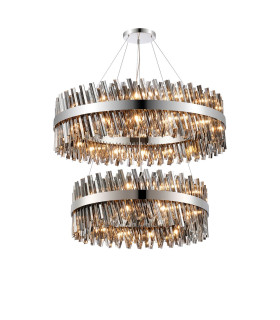 Lysander 2 Tier 80cm + 1m Pendant 24 + 32 Light G9 Polished Nickel/Smoke Item Weight: 53kg-1