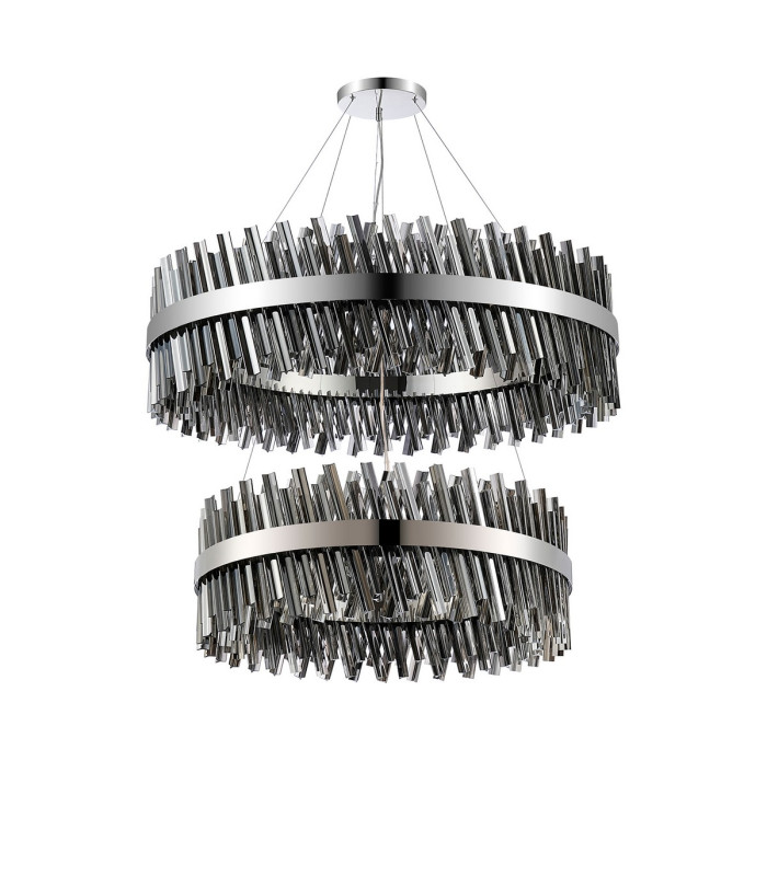 Lysander 2 Tier 80cm + 1m Pendant 24 + 32 Light G9 Polished Nickel/Smoke Item Weight: 53kg-4