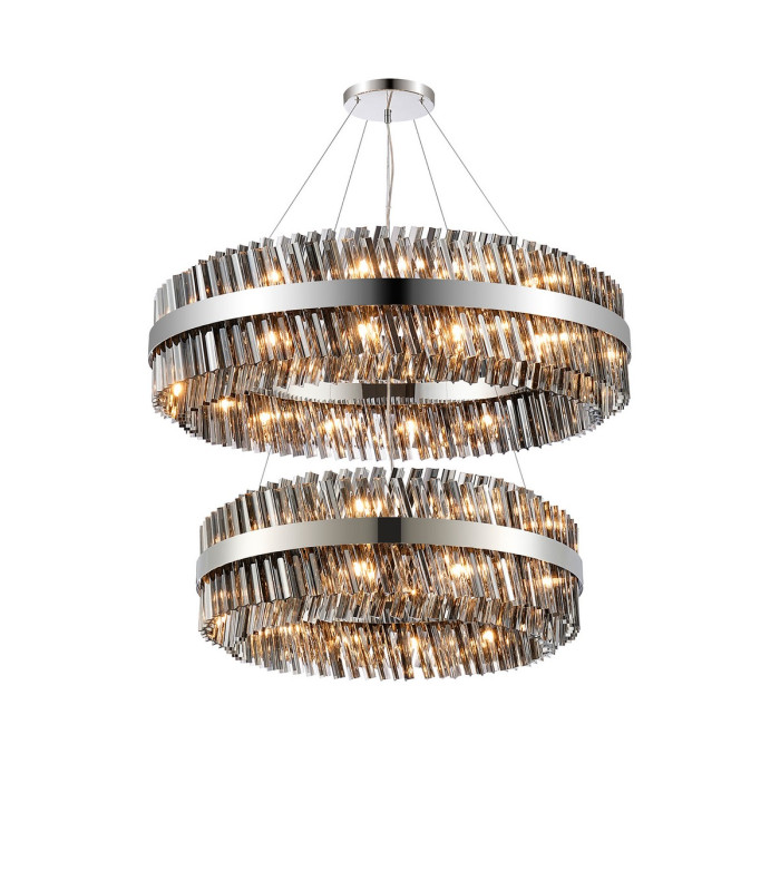 Lysander 2 Tier 80cm + 1m Pendant 24 + 32 Light G9 Polished Nickel/Smoke Item Weight: 53kg-5