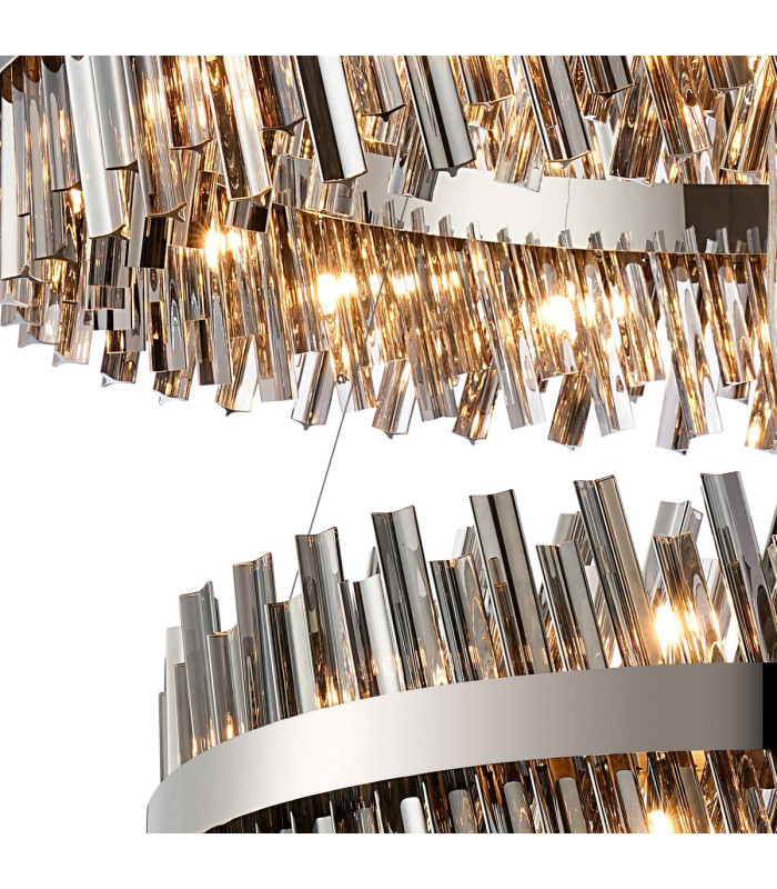 Lysander 2 Tier 80cm + 1m Pendant 24 + 32 Light G9 Polished Nickel/Smoke Item Weight: 53kg-6