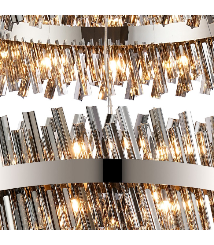 Lysander 2 Tier 80cm + 1m Pendant 24 + 32 Light G9 Polished Nickel/Smoke Item Weight: 53kg-8