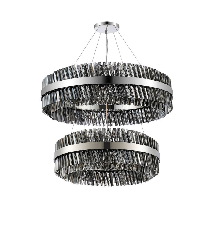 Lysander 2 Tier 80cm + 1m Pendant 24 + 32 Light G9 Polished Nickel/Smoke Item Weight: 53kg-9
