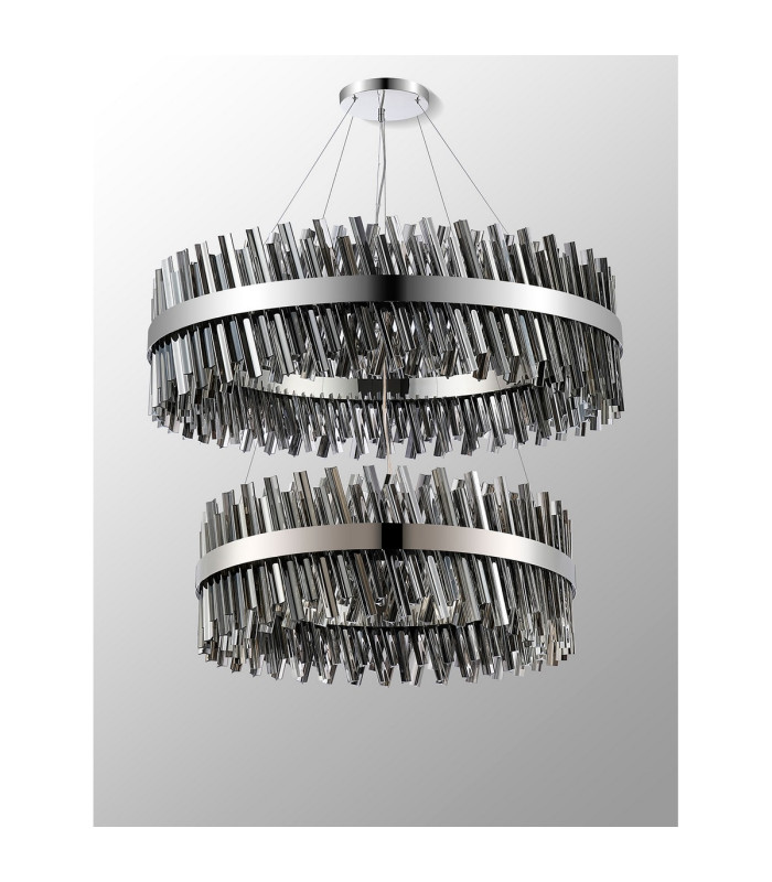 Lysander 2 Tier 80cm + 1m Pendant 24 + 32 Light G9 Polished Nickel/Smoke Item Weight: 53kg-10