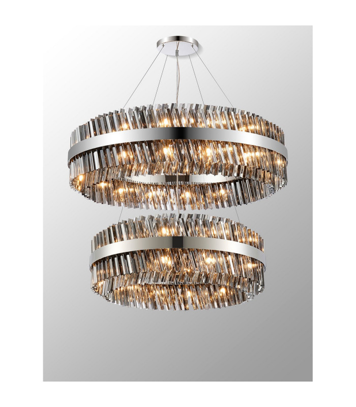 Lysander 2 Tier 80cm + 1m Pendant 24 + 32 Light G9 Polished Nickel/Smoke Item Weight: 53kg-11