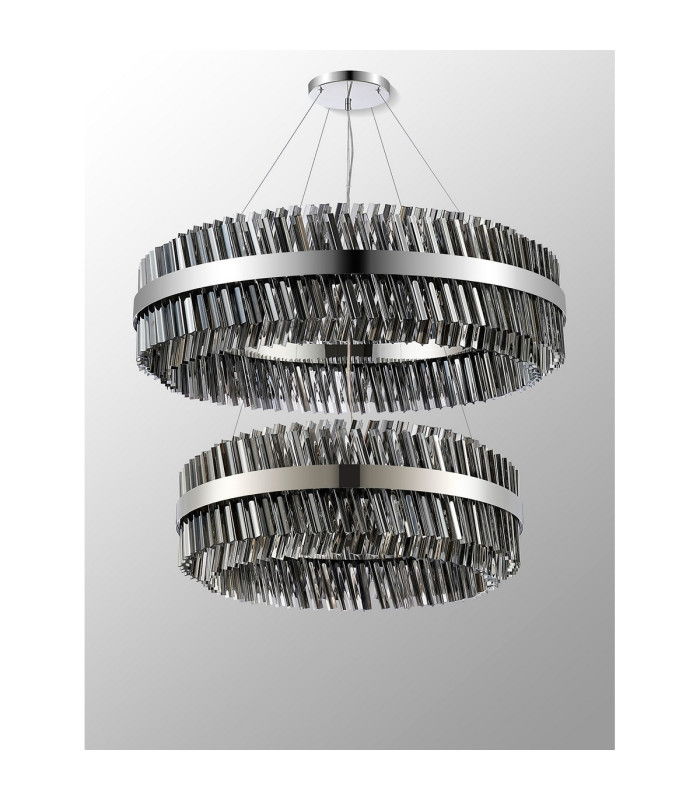 Lysander 2 Tier 80cm + 1m Pendant 24 + 32 Light G9 Polished Nickel/Smoke Item Weight: 53kg-12