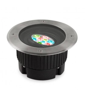 Outdoor LED Recessed Ground Uplight Stainless Steel Polished DMX Dimming 18.5cm 16deg. RGB IP67 - 1
