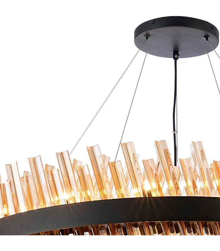 Lysander 2 Tier 80cm + 1m Pendant 24 + 32 Light G9 Satin Black/Amber Item Weight: 53kg-7