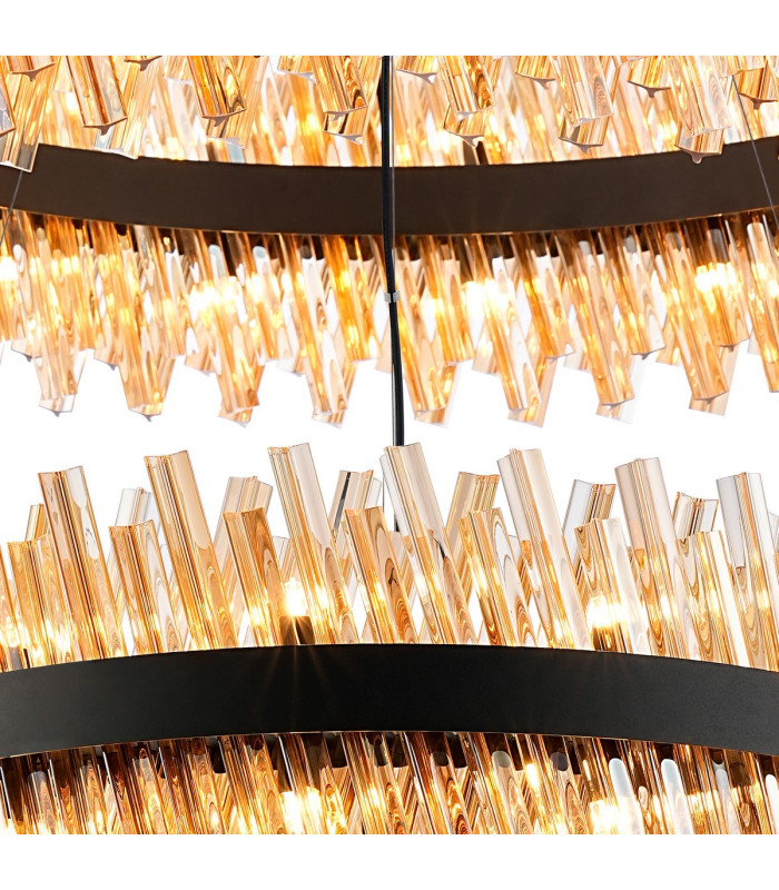 Lysander 2 Tier 80cm + 1m Pendant 24 + 32 Light G9 Satin Black/Amber Item Weight: 53kg-8