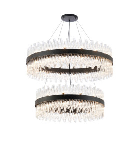 Lysander 2 Tier 80cm + 1m Pendant 24 + 32 Light G9 Satin Black/Clear Item Weight: 53kg-1