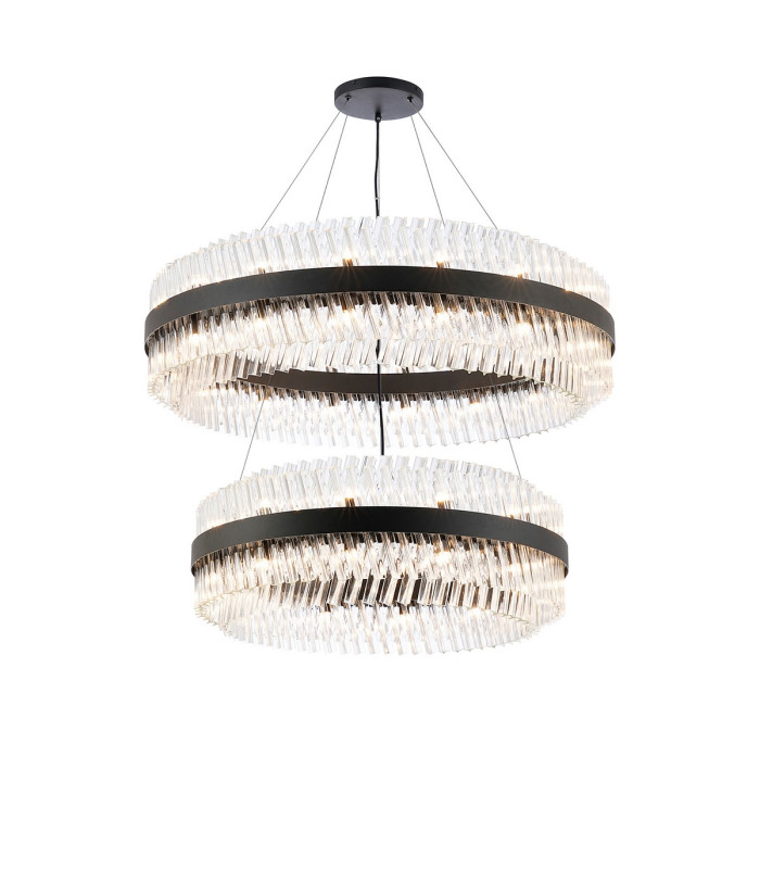 Lysander 2 Tier 80cm + 1m Pendant 24 + 32 Light G9 Satin Black/Clear Item Weight: 53kg-5