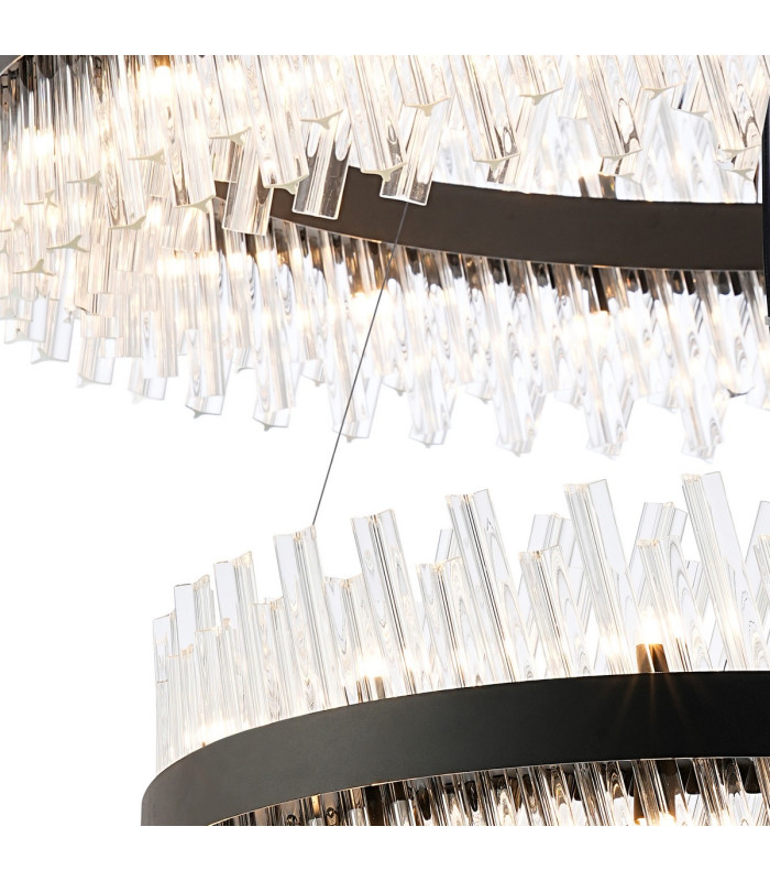 Lysander 2 Tier 80cm + 1m Pendant 24 + 32 Light G9 Satin Black/Clear Item Weight: 53kg-6