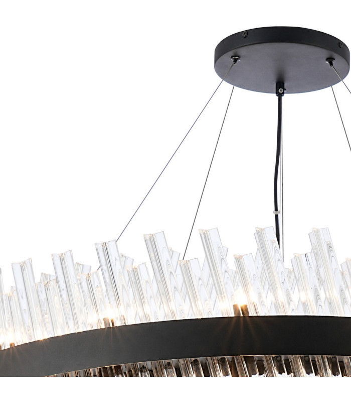 Lysander 2 Tier 80cm + 1m Pendant 24 + 32 Light G9 Satin Black/Clear Item Weight: 53kg-7