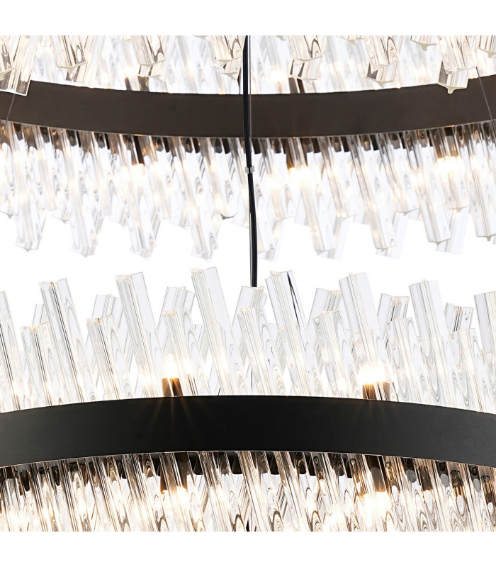 Lysander 2 Tier 80cm + 1m Pendant 24 + 32 Light G9 Satin Black/Clear Item Weight: 53kg-8