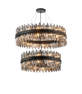 Lysander 2 Tier 80cm + 1m Pendant 24 + 32 Light G9 Satin Black/Smoke Item Weight: 53kg-1