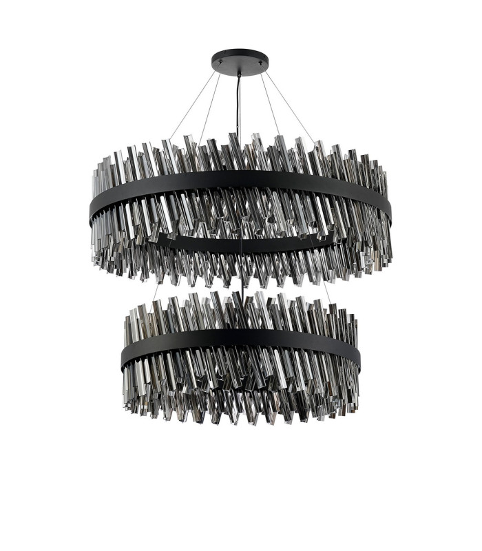 Lysander 2 Tier 80cm + 1m Pendant 24 + 32 Light G9 Satin Black/Smoke Item Weight: 53kg-4