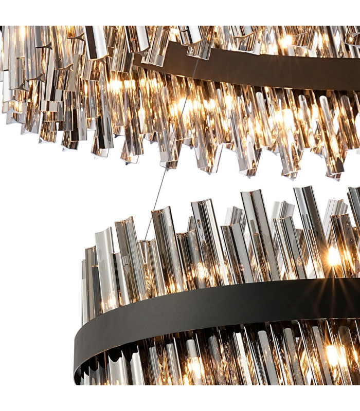 Lysander 2 Tier 80cm + 1m Pendant 24 + 32 Light G9 Satin Black/Smoke Item Weight: 53kg-6