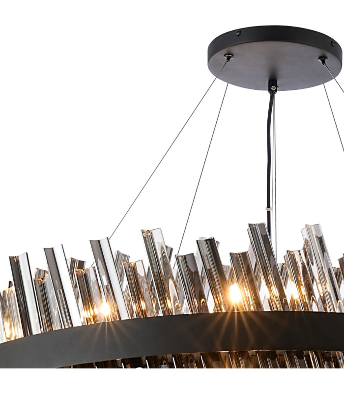 Lysander 2 Tier 80cm + 1m Pendant 24 + 32 Light G9 Satin Black/Smoke Item Weight: 53kg-7